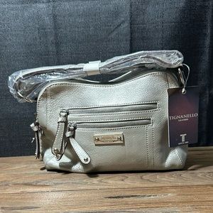 Tignanello silver leather bag